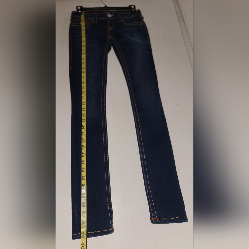 True Religion Blue Skinny Jeans with Signature Stitching